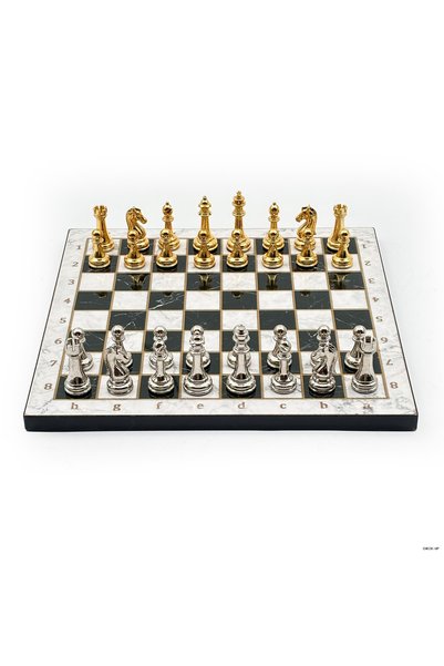 ZERO LAND Svl-Shop Wooden Chess Set – with Metal Pieces Merduz36S - 36cm, -Si...