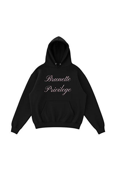 WHITE OF CREATIVE Kadın Blonde Privilege Yazılı Baskılı Oversize Hoodie 3 İpl...