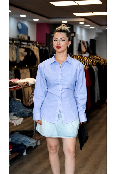 Harmony Fashion Mavi Uzun Kollu Gömlek