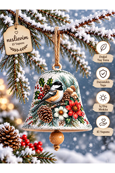 4 tane ÖZEL SERİ EI Yapımı Noel Çanları yılbaşı süsü