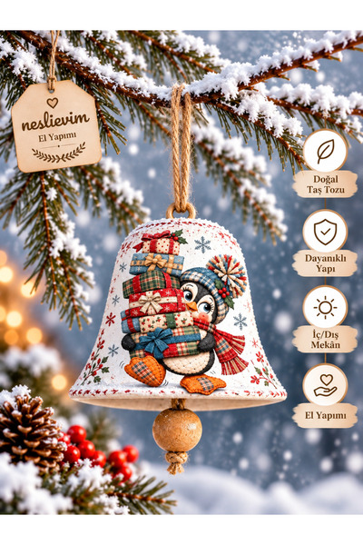 4 tane ÖZEL SERİ EI Yapımı Noel Çanları yılbaşı süsü