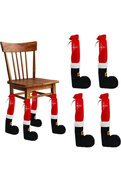 Morvena Picks Set de 4 ciorapi de Crăciun pentru scaune - Protecții pentru pi...