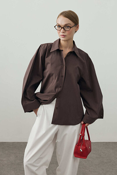 Fahhar Adjustable Cuff Shirt Brown