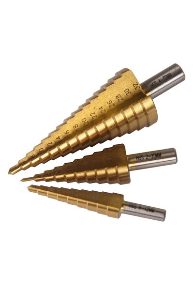 workzone Set de 3 burghie conice HSS 4-12mm, 4-20mm, 4-32mm, titan
