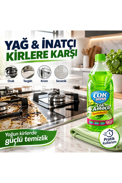 Çokhosh Çok Amaçlı Temizleyici 700 Ml-Tüm Yüzeylerde Yağ ve Kir Çıkarma Etkili