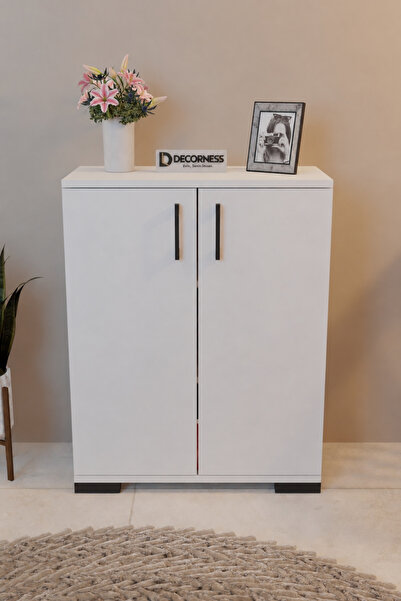Decorness Çok Amaçlı Dolap 3 Raflı 2 Kapaklı Mutfak Dolabı Banyo Dolabı