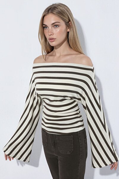 Hiccup Striped Boat Neck Long Sleeve T-Shirt
