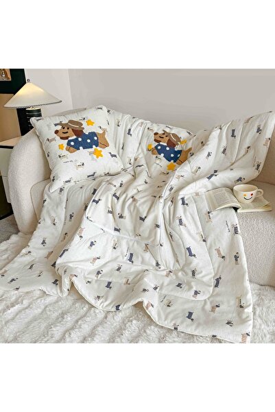JOJO HOME Pilota copii 2 in 1, alb, 150x200 cm, 100% bumbac, transformabila i...