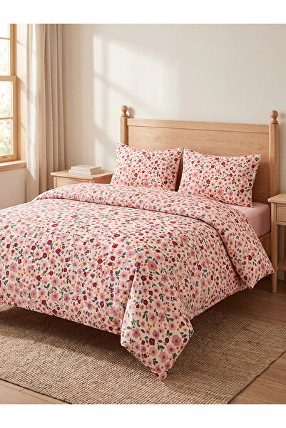 LC Waikiki Lcw Home Mixed Floral Patterned Cotton Double Duvet Cover Set
