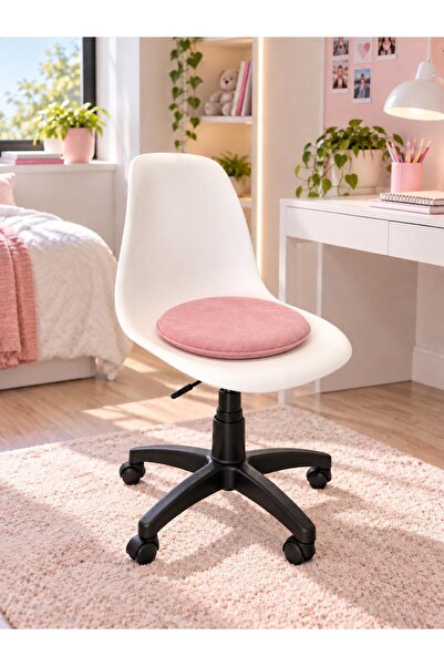 ChairLife Pony Beyaz Plastik, Pembe Kumaş, Çocuk-Genç Koltuğu