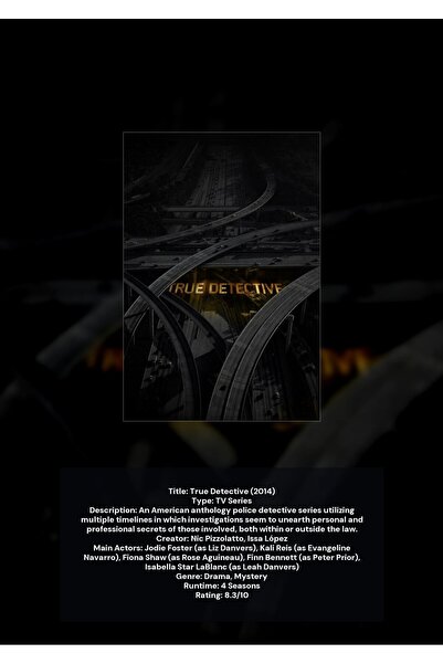 OEM Αφίσα Ινφογραφικό, True Detective, Τηλεοπτική Σειρά Θρίλερ, Χαρτόνι 250γρ...