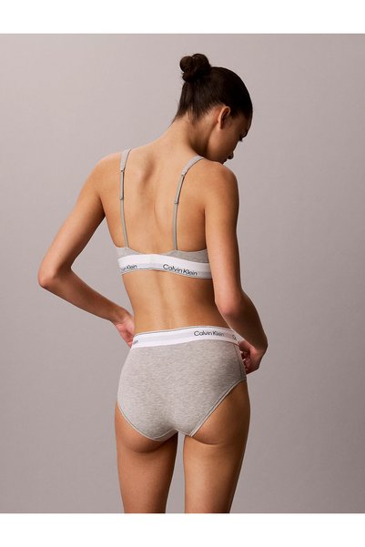 Calvin Klein Kadın Pamuk Modal Balensiz Push Up Üçgen Kaplı Çıkarılabilir Dolgulu Gri Bralet