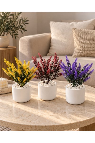 3’lü Yapay Lavanta Saksı Seti – 30 cm