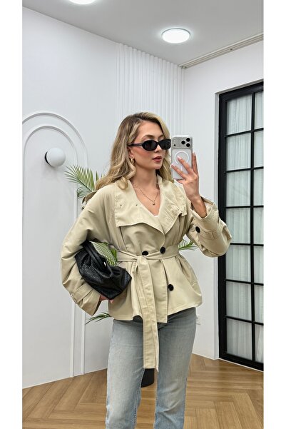 R-Style Astarlı Kısa Trençkot