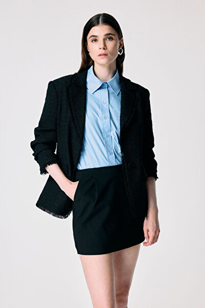 adL Siyah Mini Gabardin Etek