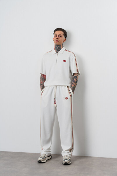 Respire Set Trening Bărbați, Cu Tricou Polo Cu Fermoar Și Pantaloni Lungi Lar...