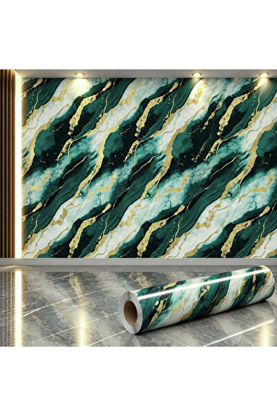 Tapetoo Home Decor Tapetoo ®   Tapet autoadeziv cu aspect de marmură verde sm...