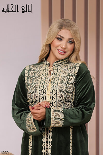 Lyaly aljlabyh ليالي الجلابية جلابية مخمل فخمة مطرزة بخيط ذهبي للعزايم والأعر...