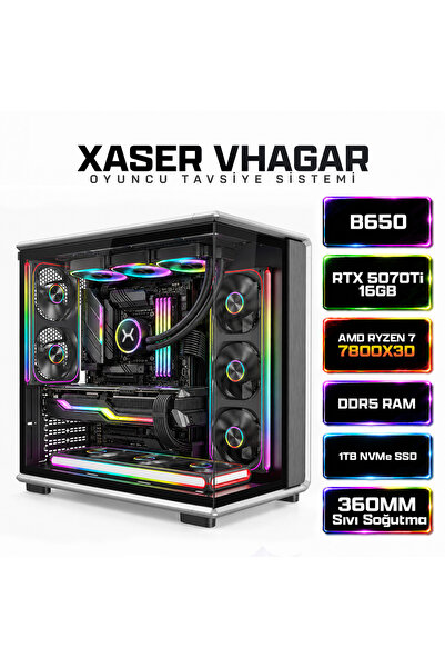 XASER Vhagar X3 Ryzen 7 7800X3D 16GB Ram 1TB M.2 NVMe SSD 16GB RTX5070Ti Oyun...
