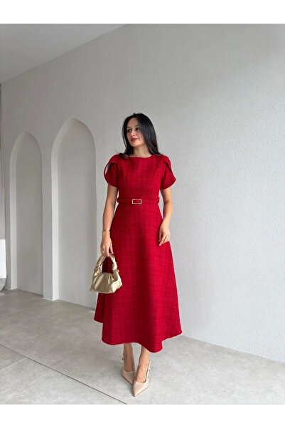 Mooi Butik WİNGARD Midi Elbise 4312 - Kırmızı