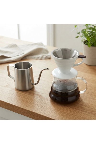 artizanmutfak V60 Professional Ceramic Filter Coffee Brewing Set Steel Kettle...