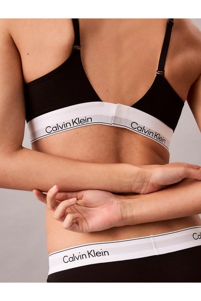 Calvin Klein Kadın Pamuk Modal Hafif Dolgulu Balensiz Çapraz Askı Uyumlu Siyah Bralet