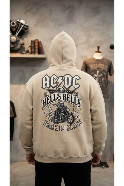 PENTHİLUS Unisex Oversize Sırt Baskılı Kapüşonlu Hoodie Sweatshirt – Rock Tem...