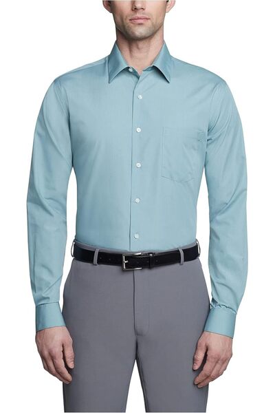 VAN HEUSEN قميص رجالي رسمي ملائم من قماش البوبلين سادة