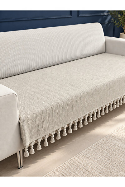 Nest Touch Nola 115x200 cm Yıkanabilir Saçaklı Koltuk Örtüsü – Şık Dokulu Kan...