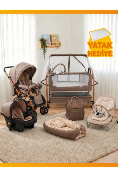 modabebekler 13 Parça Çift Yönlü Bebek Arabası, Puset, Anne Yanı Beşik, Ana K...