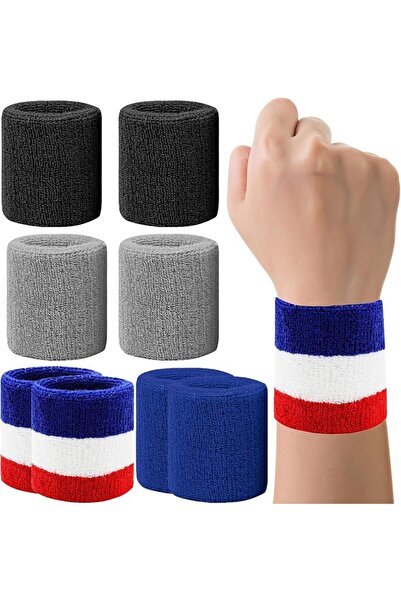 GENERAL 8 Pack Wrist Sweatbands Tennis Wrist Bands Absorbent Sweat Band for M...