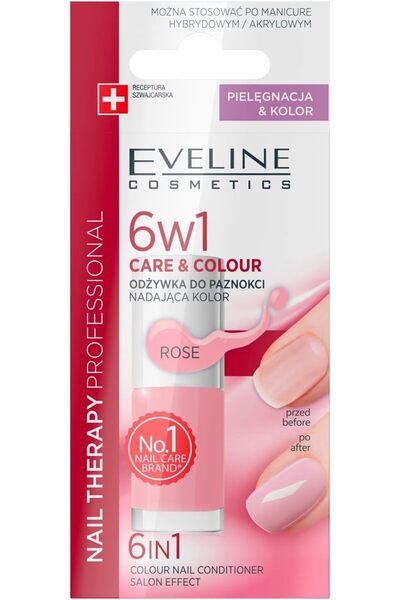 Eveline Cosmetics كير آند كولور روز 6 في 1 علاج للأظافر، 5 مل