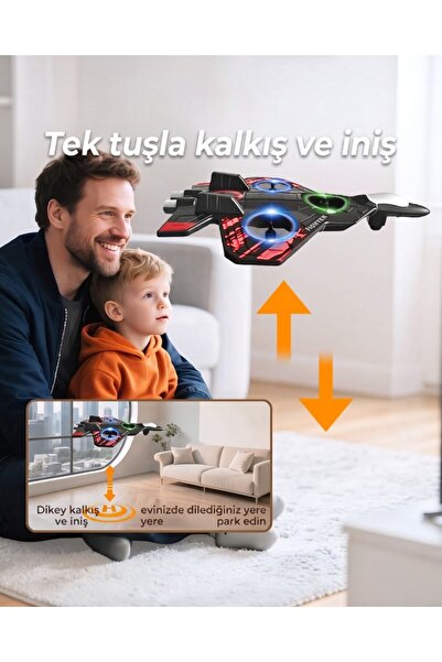 lstri Savaş jeti (Fighter Jet) görünümüne sahip hafif ve esnek EPP köpük gövde. Led Işıklı Oyuncak Drone Fighter Jet Tasarımlı Uzaktan Kumandalı Uçak