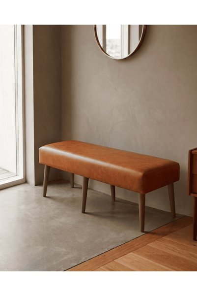 Azra Mobilya TABA Deri Bank Bench Oturma Pufu | Modern Salon Antre Puf Ayakka...