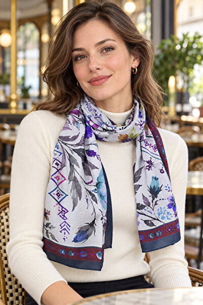 nehir eşarp Flower and Leaf Pattern Modal Fabric Long Wide Ethol Shawl Scarf ...