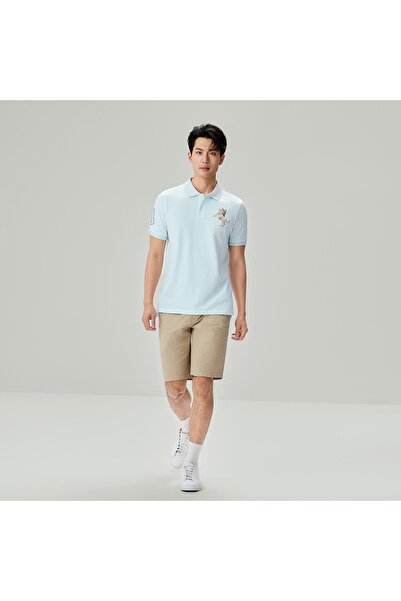 Giordano قميص بولو رجالي ضيق بقصة نابليون مطرز من الليكرا