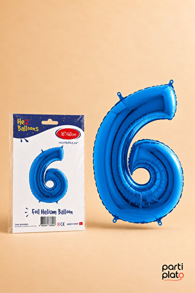 He2 Balloons Blue Foil Balloon Number 6, 16 Inches 40 Cm, 6 Year Old Balloon,...