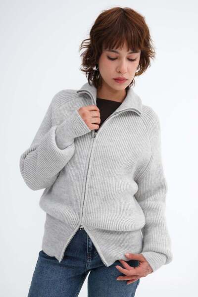 Addax Zippered Knitwear Cardigan H3574