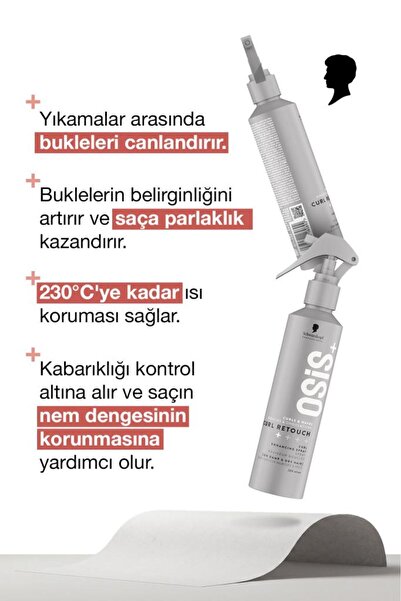 Osis Curl Retouch Bukle Yenileyici Sprey Dalgalı ve Kıvırcık Saçlar İçin 200ml