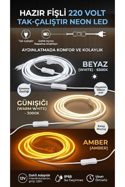 led evim akıllı aydınlatma çözümleri Hazır Fişli Anahtarlı Neon Led 220v Tak Çalıştır