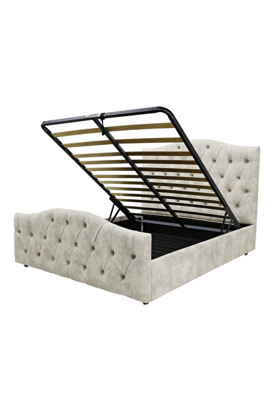 Timflex Pat Rabatabil cu Lada Depozitare Cesare Promo 90x190 cm Velur Pearl