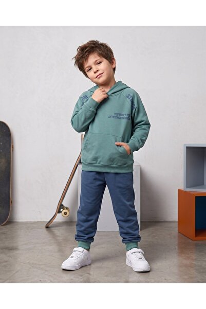 Ege Bebek Boy's Seasonal 6-7-8-9-10 Years Old Hooded Sweatshirt and Bottom To...