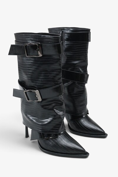 İNNABUTİKK Kause Women's Accessory Boots - Black Lizard
