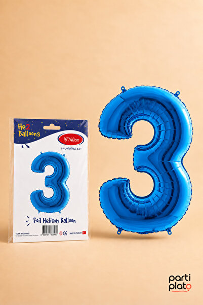 He2 Balloons Blue Foil Balloon Number 3 16 Inch 40 Cm, 3 Year Old Balloon, Bi...