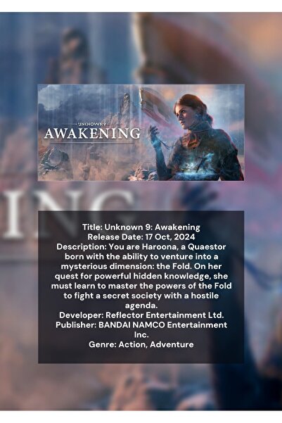 OEM Αφίσα Ινφογραφικό  "Unknown 9 Awakening ", Βιντεοπαιχνίδι Δράσης-Περιπέτε...