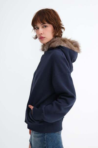 Addax Tüylü Şardonlu Sweatshirt H9072