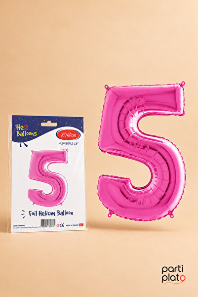 He2 Balloons Pink Foil Balloon Number 5, 16 Inches 40 Cm, 5 Year Old Balloon,...