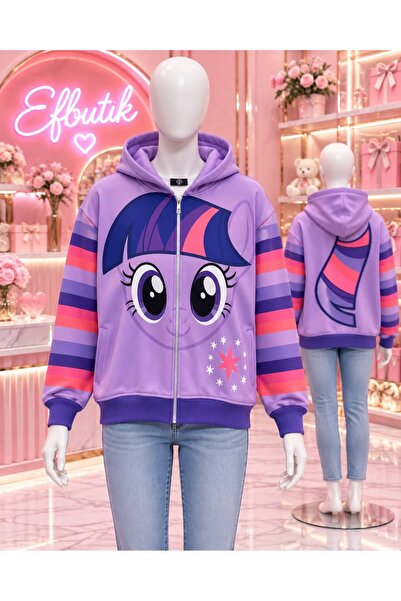EFBUTİK Mor My Little Pony Twilight Sparkle Kapüşonlu Şardonlu Hırka