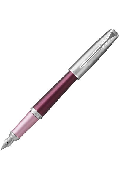Parker قلم حبر أوربان بريميوم ديلوكس، رأس متوسط، تشطيب كروم معدني، (لون بنفسجي)