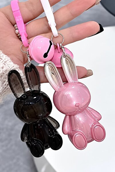 EFBUTİK Lip Gloss Keychain with Bell and Rabbit Figure